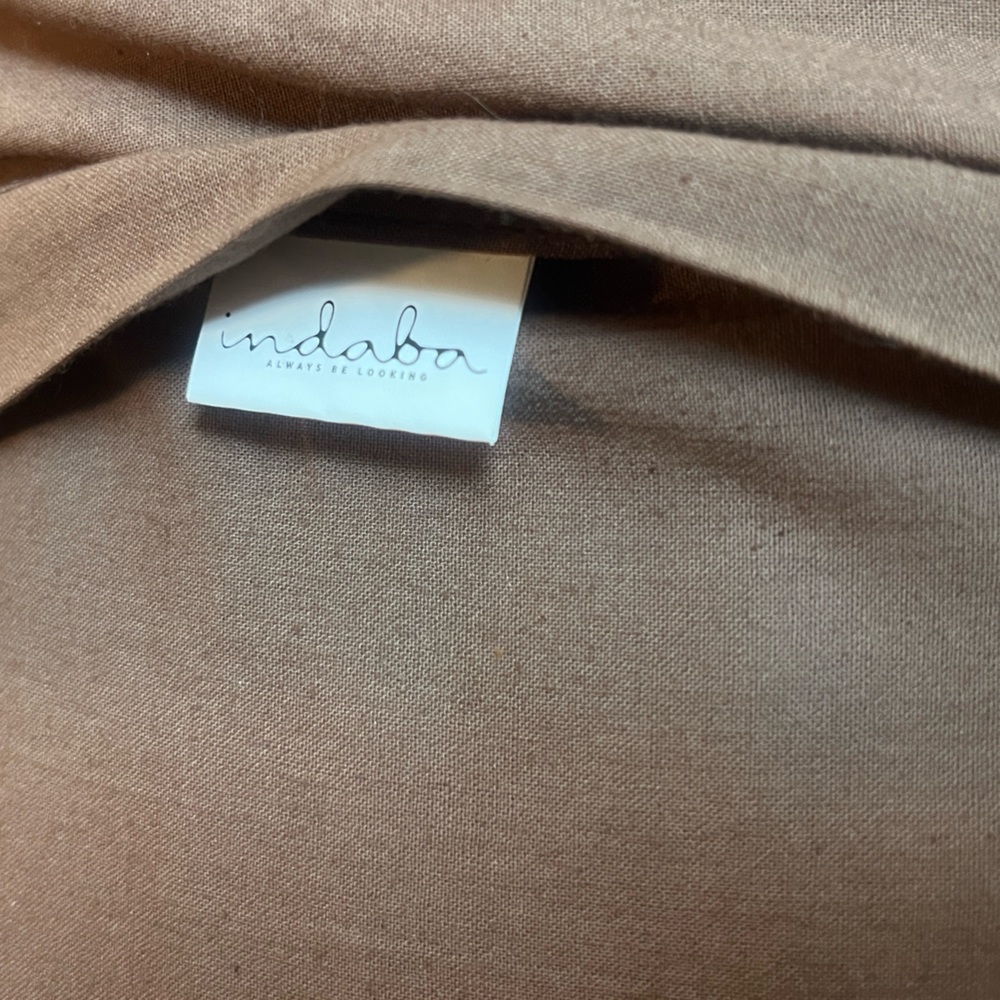indaba Linen Eco Print Lumbar Pillow Earth Tone with feather insert - NWT - Picture 12 of 13